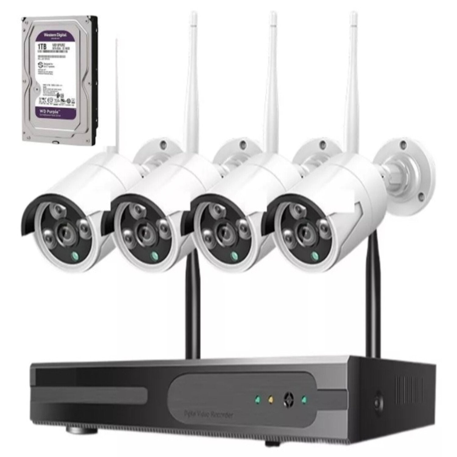 Kit 4 Camara de Seguridad  Inalambricas 2MP con Disco Duro 1 Terabyte 1080P