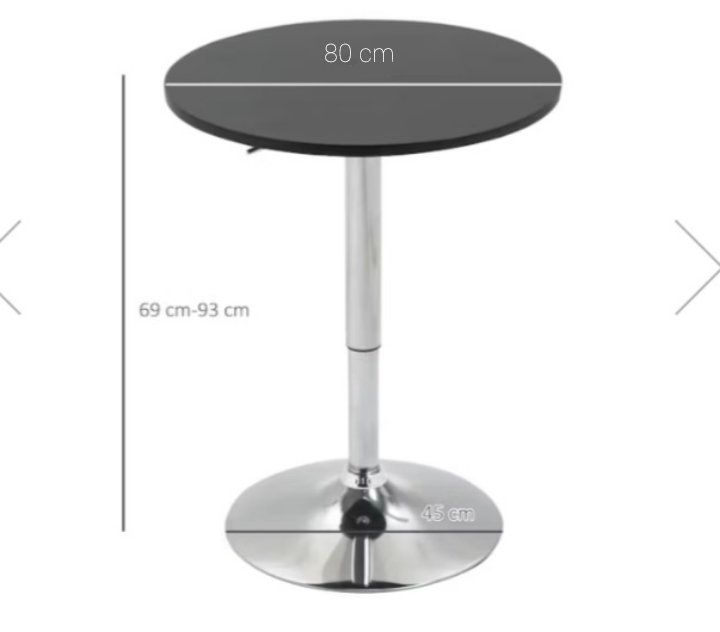 Mesa Bar de Altura Regulable 80 CM MDF Color Negro