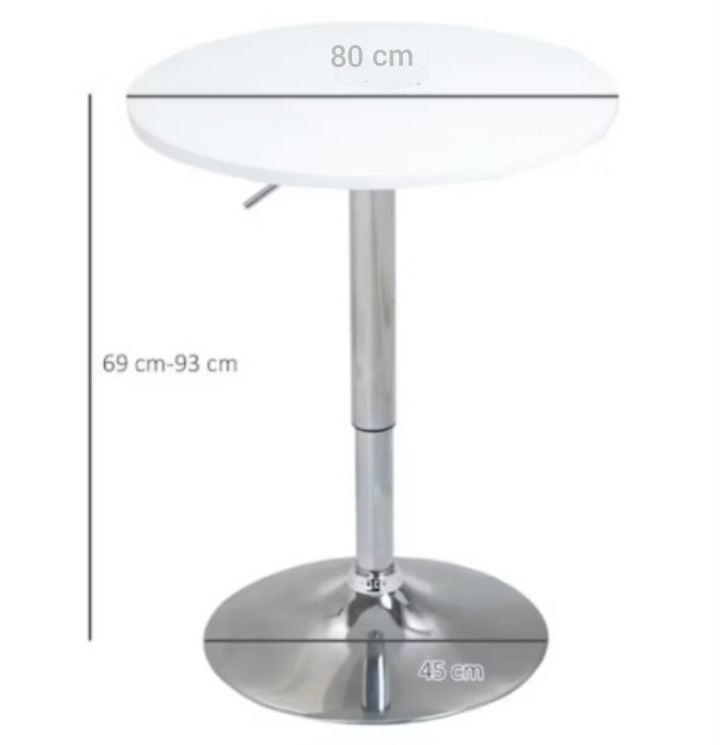 Mesa Bar de Altura Regulable 80 CM MDF Color  Blanco