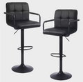 Pack Sillas Bar  Milan D Luxe Ecocuero con Apoyabrazo color Negro/Negro