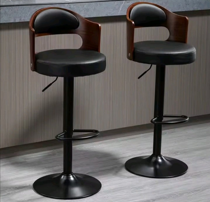 Pack 2 Sillas Bar  De Luxe Madera con Respaldo Boscco  Negro/Negro