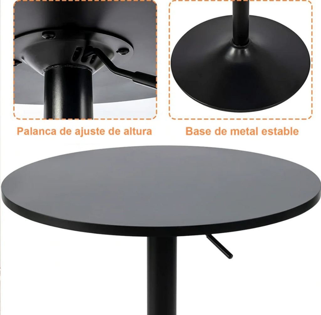 Mesa de Bar De Luxe  Regulable 60 CM Color Negro/Negro