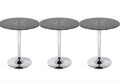Set 3 Mesas de Bar Vidrio Templado Negro Regulable  60 CM Diámetro