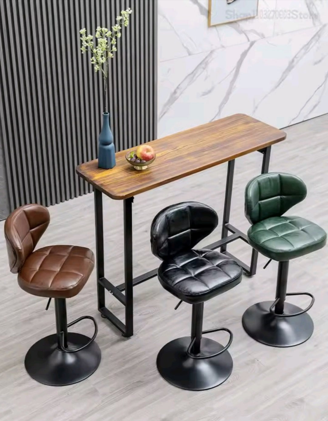 Pack Sillas Bar  Alex Nordic Taburete Ecocuero Café