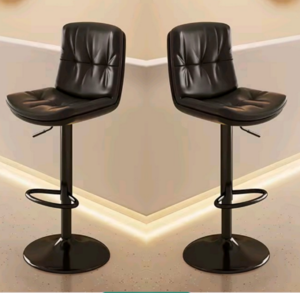 Pack  2 Sillas Bar  Nordica Ecocuero Color Negro