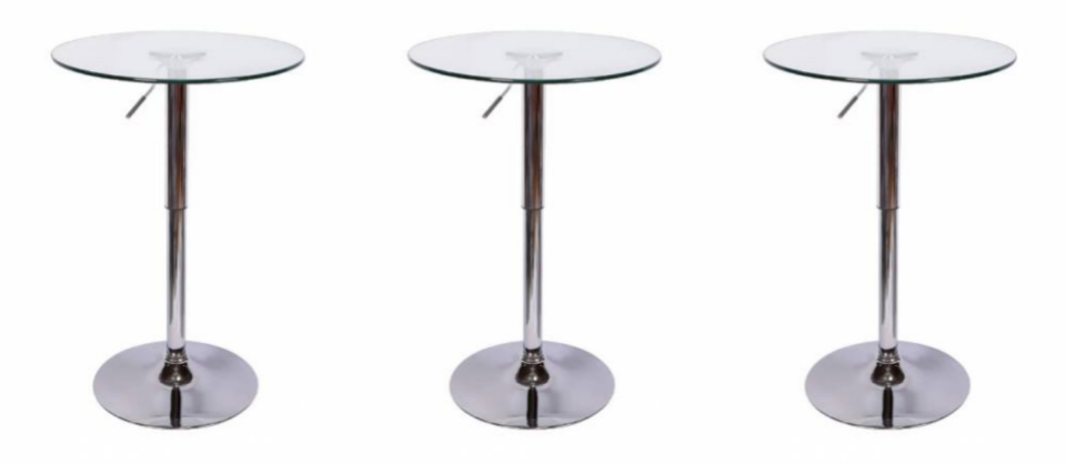 Set 3 Mesas  de Bar Vidrio Templado Regulable 60 CM D