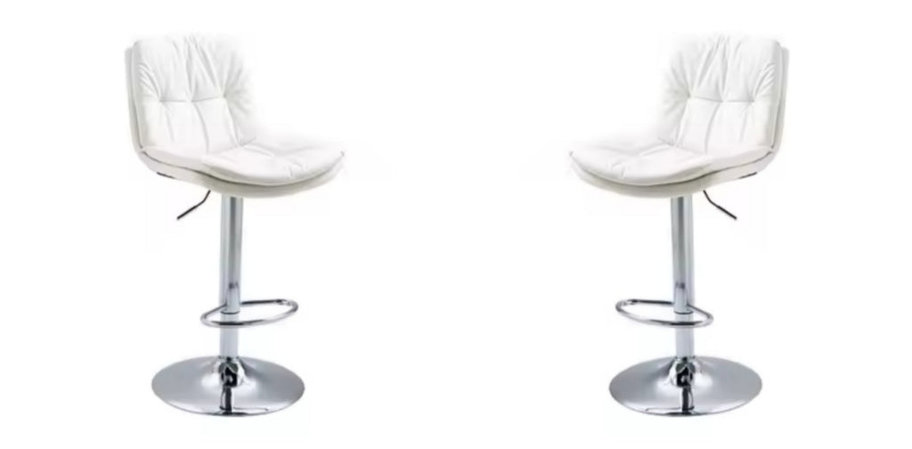 Pack  2 Sillas Bar  Nordica Ecocuero Color Blanco