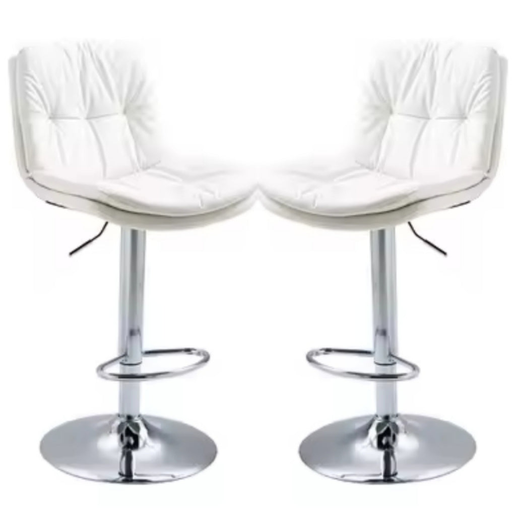 Pack  2 Sillas Bar  Nordica Ecocuero Color Blanco