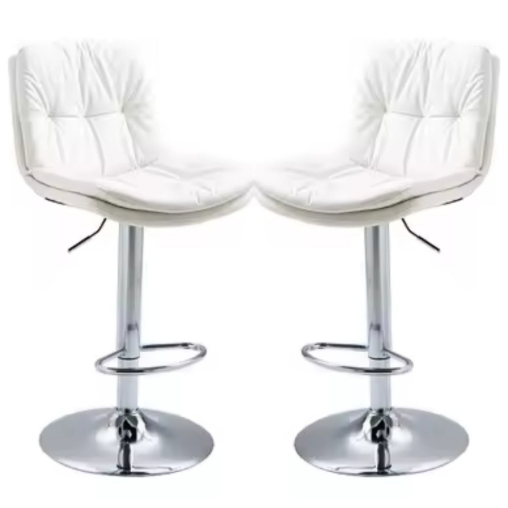Pack  2 Sillas Bar  Nordica Ecocuero Color Blanco