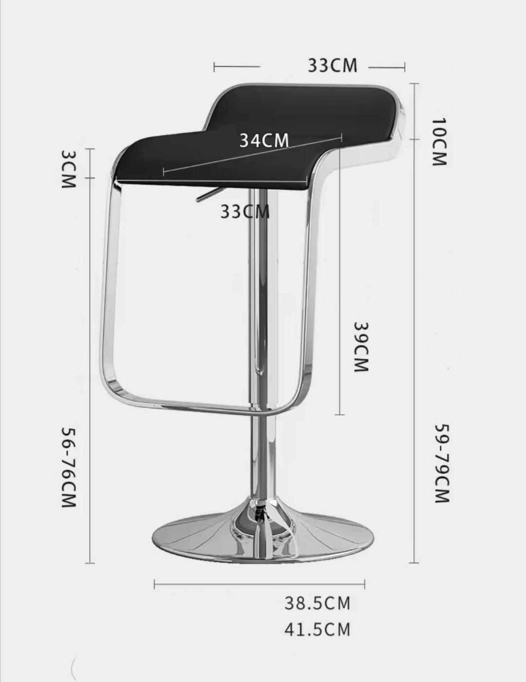 Pack Sillas Bar Enzo Taburete De Luxe Regulable Negras