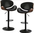 Pack 2 Sillas Bar Taburete Madera Pu Negro/negro Cisne