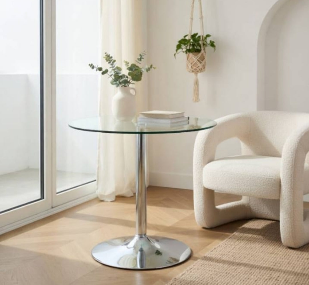 Mesa Vidrio Templado Fija 80 CM Diámetro X 75 CM A