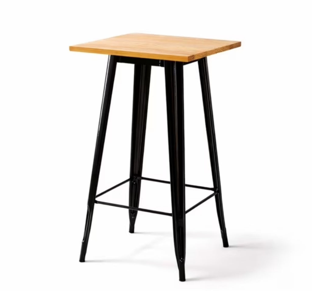 Mesa Tolix Bar 60x60x107 Cm con Cubierta en Madera 30 mm
