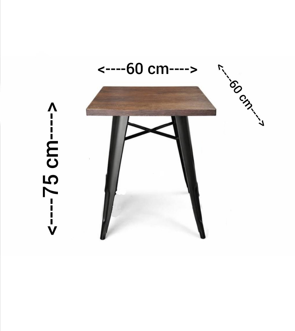 Mesa Tolix Bar 60x60x75 Cm con Cubierta en Madera 30 mm