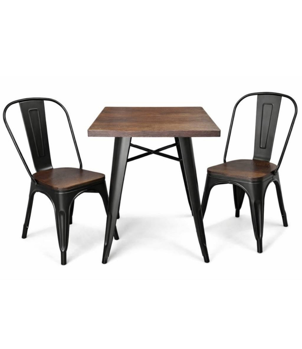 Mesa Tolix Bar 60x60x75 Cm con Cubierta en Madera 30 mm