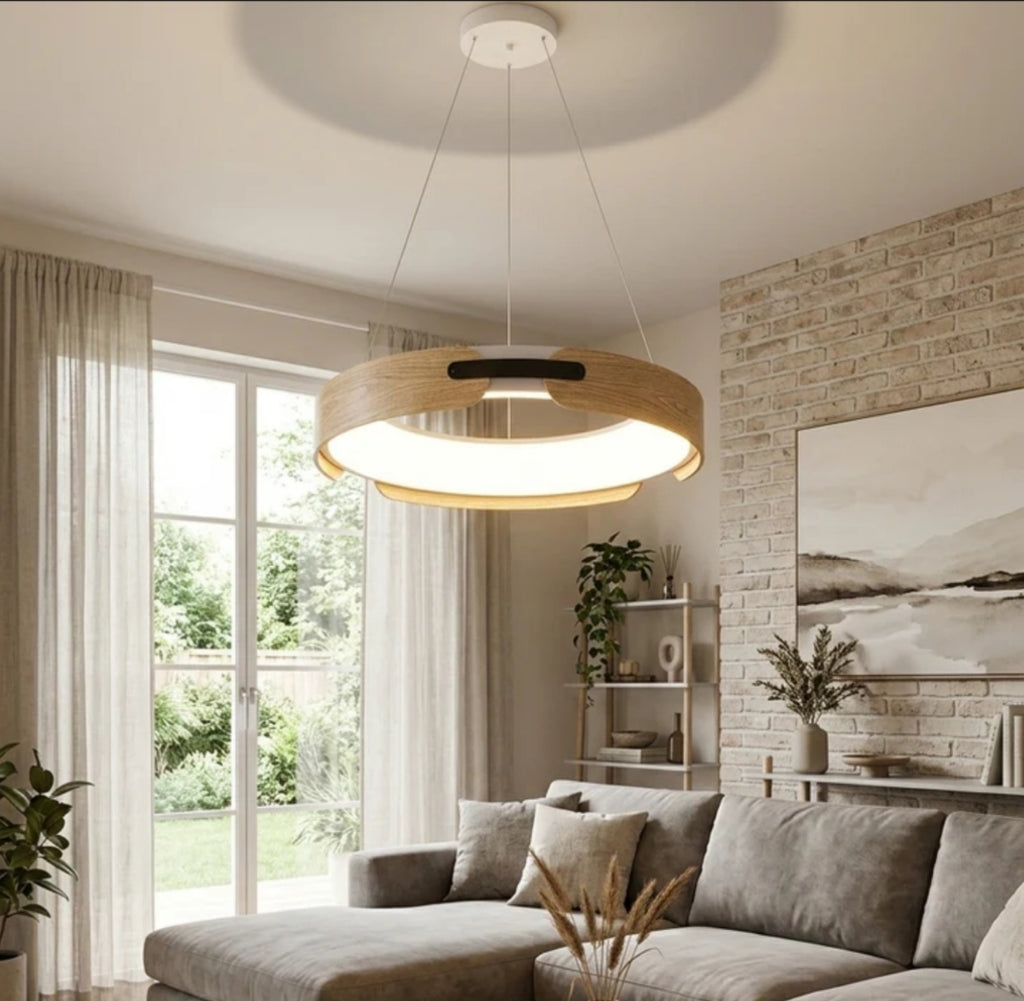 Lampara Colgante Led Tres Tonos de Luz Modelo NONZA Café Claro