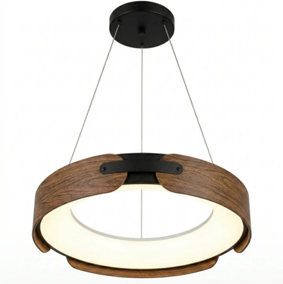 Lampara Colgante Led Tres Tonos de Luz Modelo NONZA Café Caoba