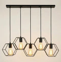 LAMPARA COLGANTE BASE LINEAL 5 LUCES FORMA HEXAGONAL BERRY