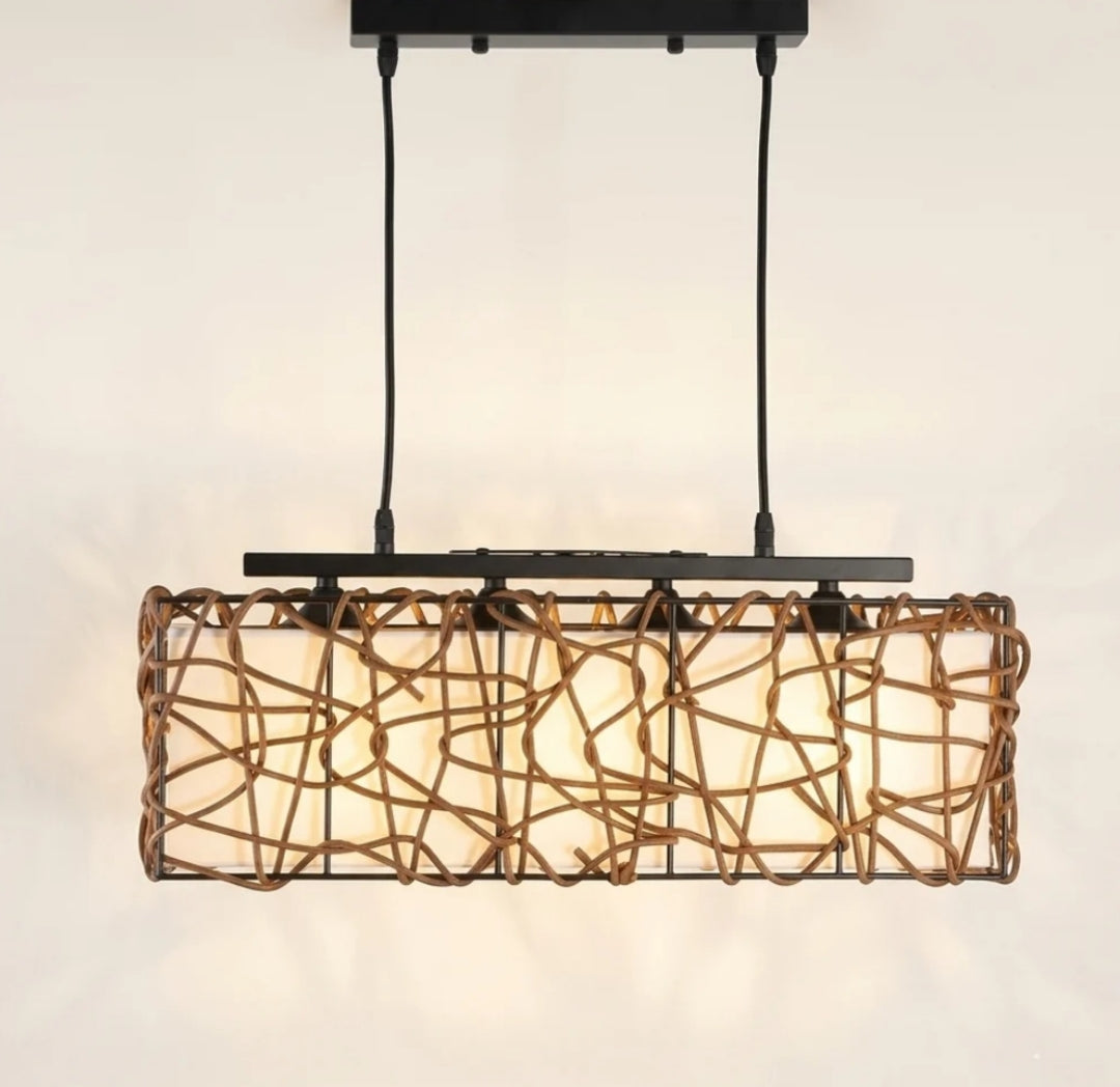 LAMPARA COLGANTE RECTANGULAR RATAN CREEPER