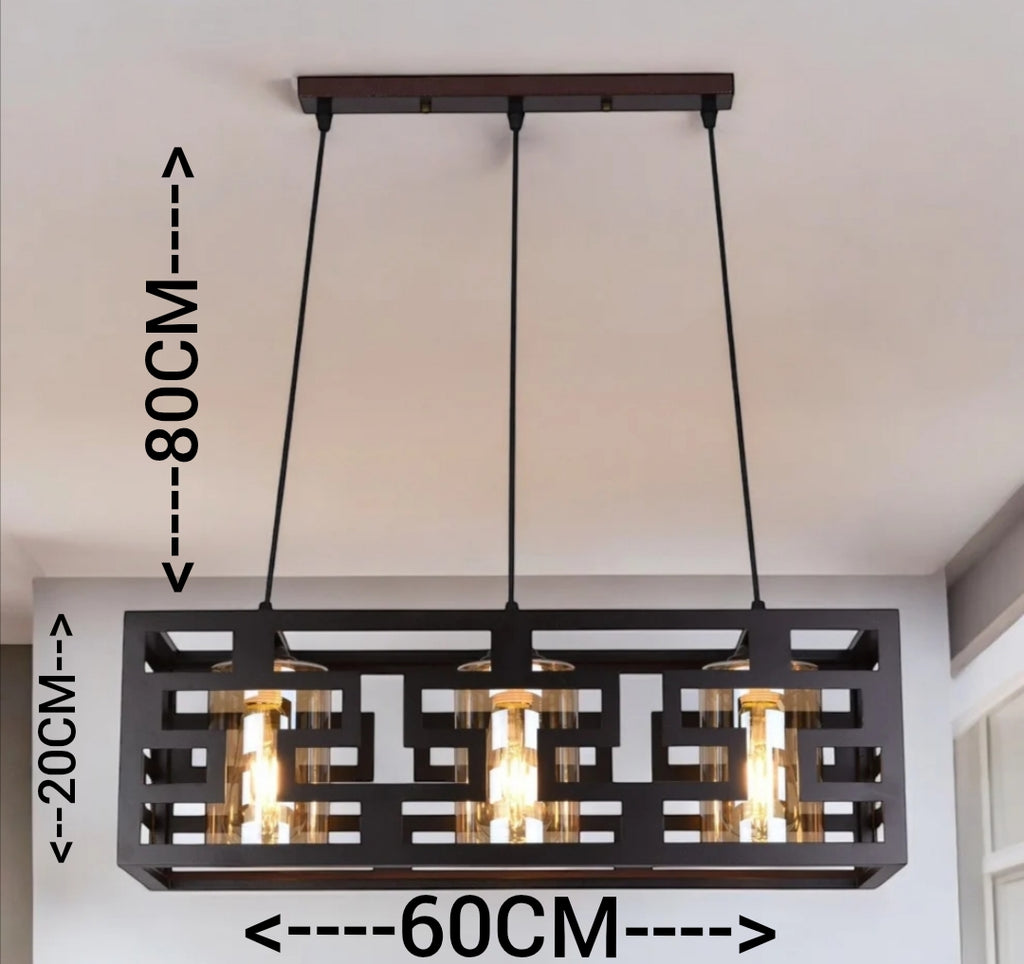 Lampara Colgante Techo Simax Madera Vidrio