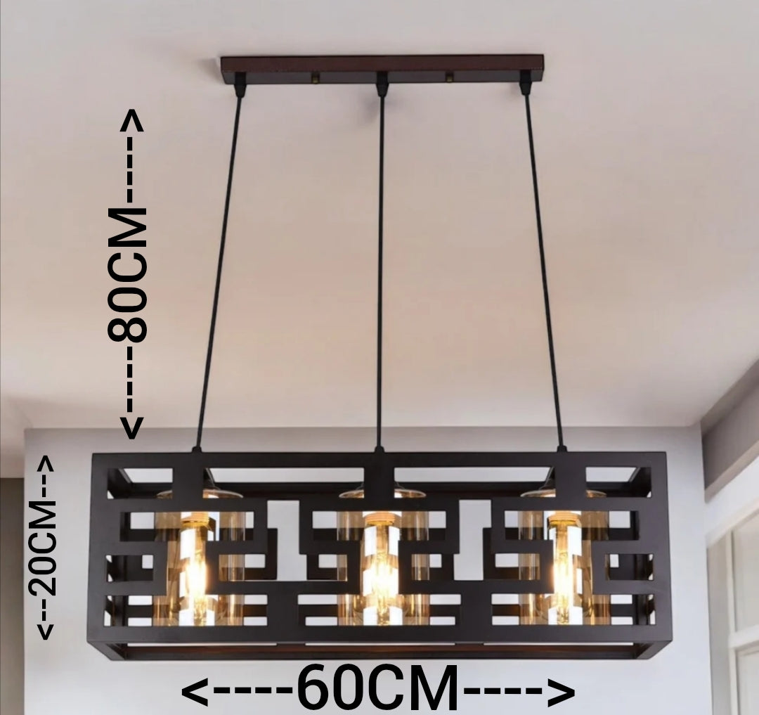 Lampara Colgante Techo Simax Madera Vidrio
