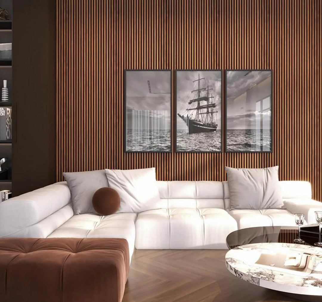 Pack 4 Paneles Acústicos Wall Panel 240 x 60 CM Café