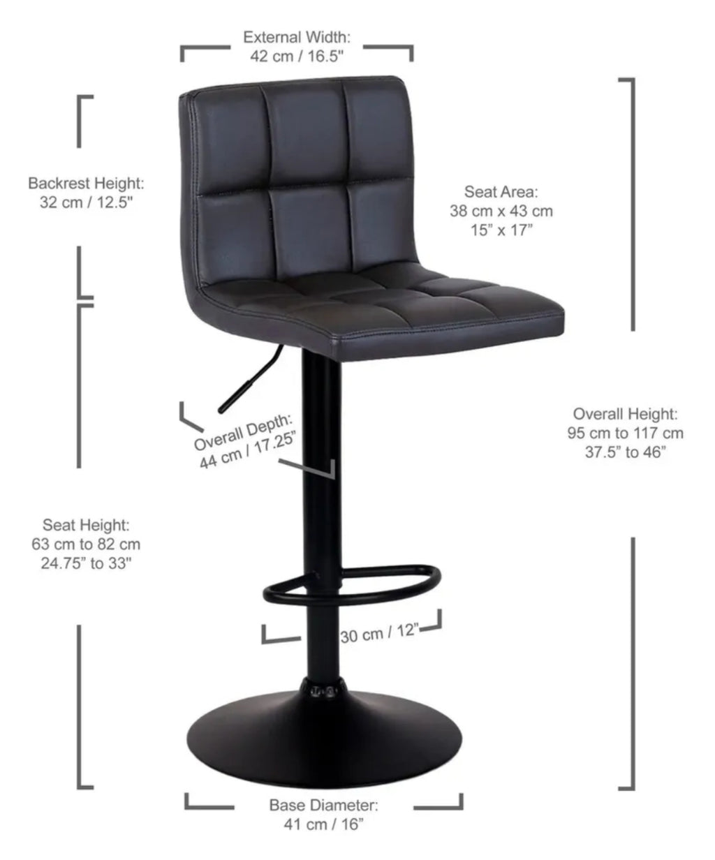 Pack Sillas Bar  Milan Taburete Ecocuero color Negro/Negro