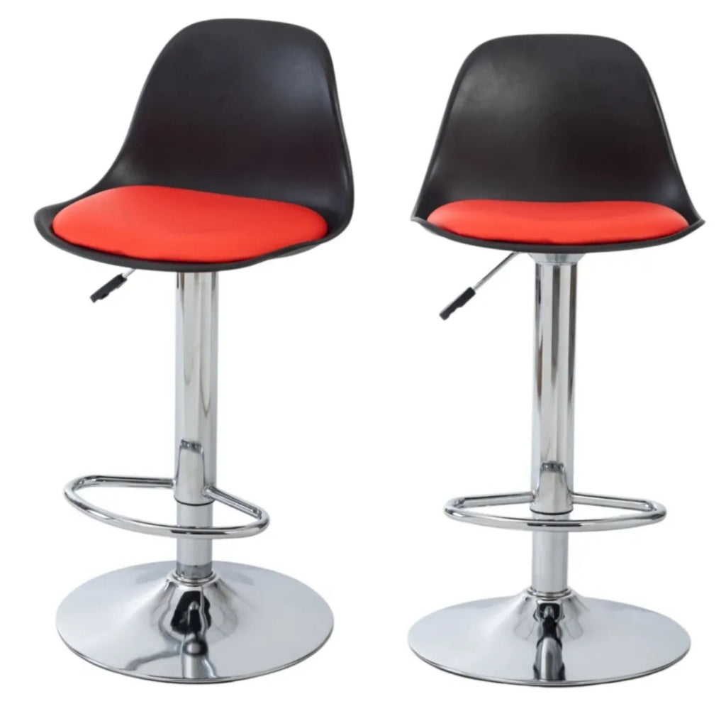 Pack 2 Pisos Bar Taburete Silla Tulip  Negro/ Rojo