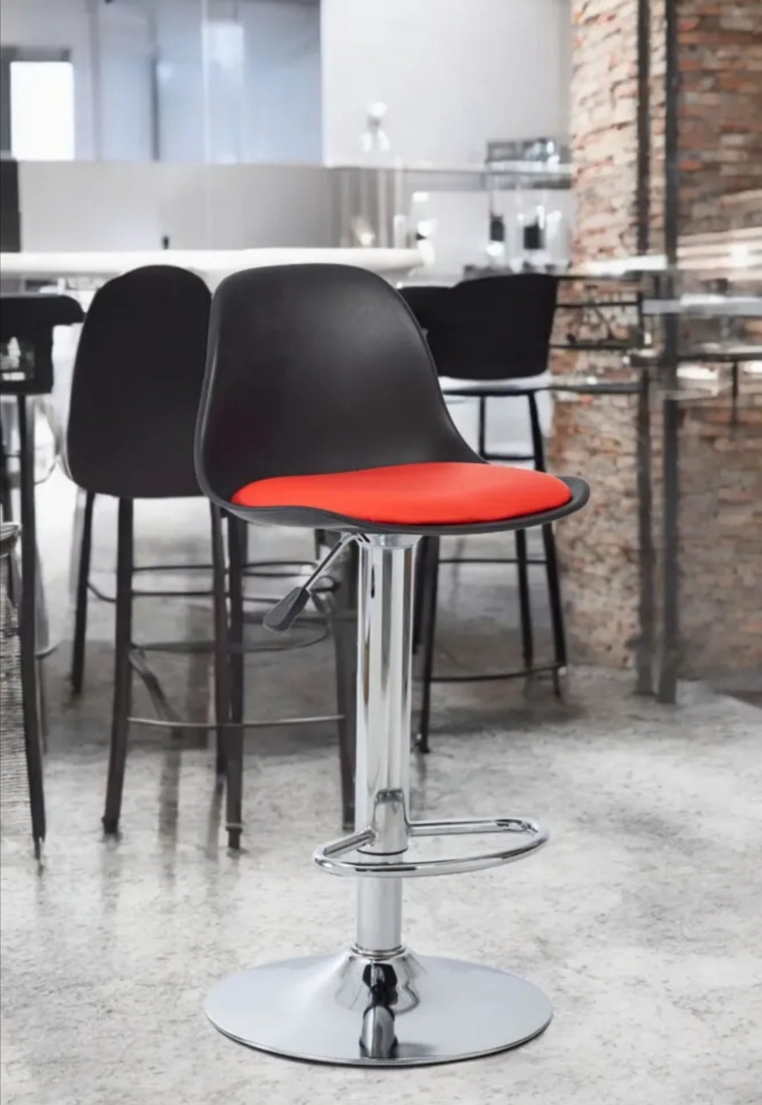 Pack 2 Pisos Bar Taburete Silla Tulip  Negro/ Rojo