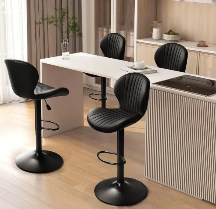 Pack 2 Sillas Bar Taburete PU Portobello Negro/Negro