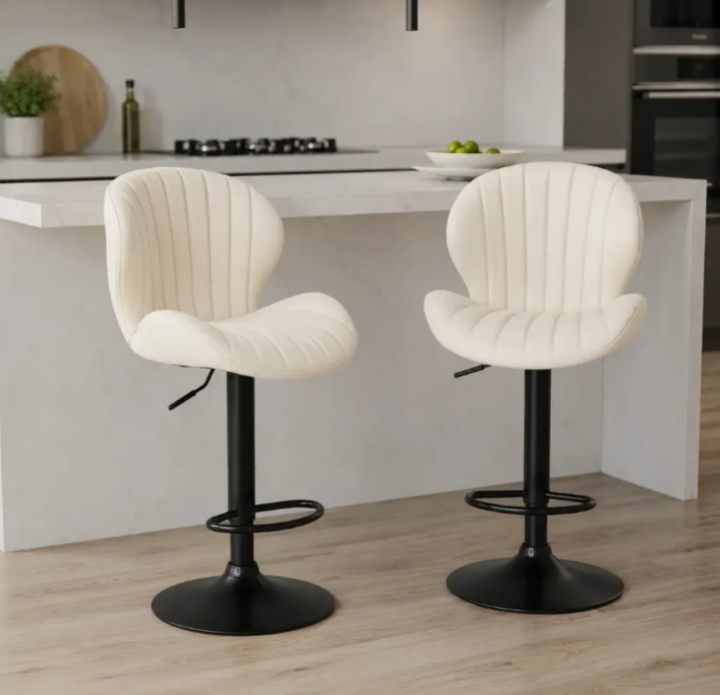 Pack 2 Sillas Bar Taburete PU Portobello Blanco/Negro