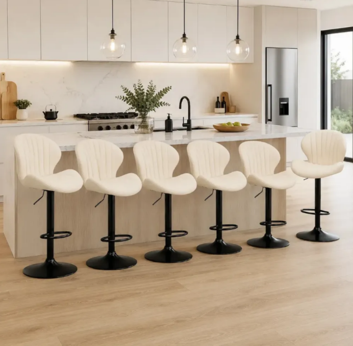 Pack 2 Sillas Bar Taburete PU Portobello Blanco/Negro