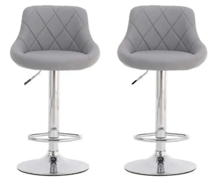 Pack Sillas Bar Taburete Ecocuero Elliot Gris
