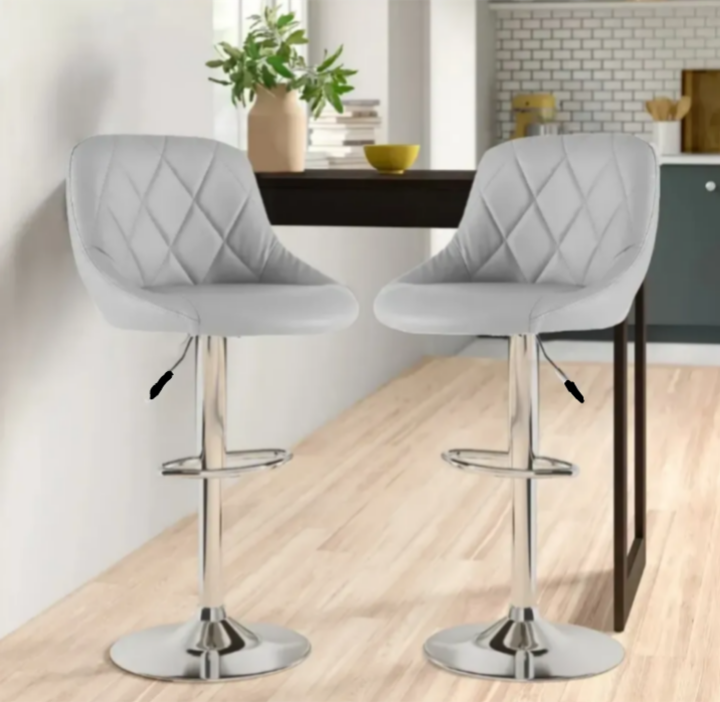 Pack Sillas Bar Taburete Ecocuero Elliot Gris