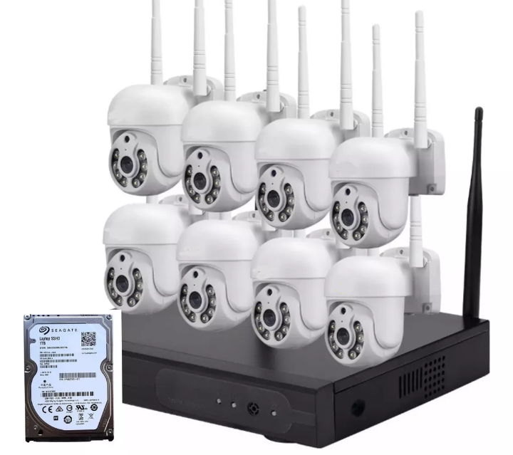 Kit 8 Cámaras Profesional Ip Audio 355º Colorvu Con Disco Duro  1 Terabyte