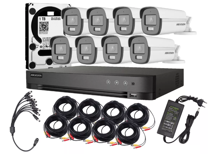 Kit Cctv Pro 8 Cámaras Smart  Colorvu 2mp Micrófono + Disco 1 Terabyte