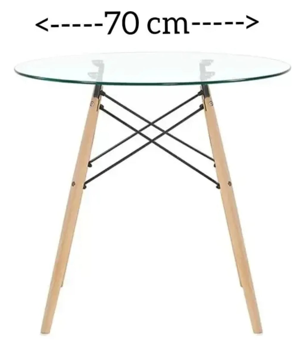 Mesa Eames 70 cm Diámetro Vidrio Templado