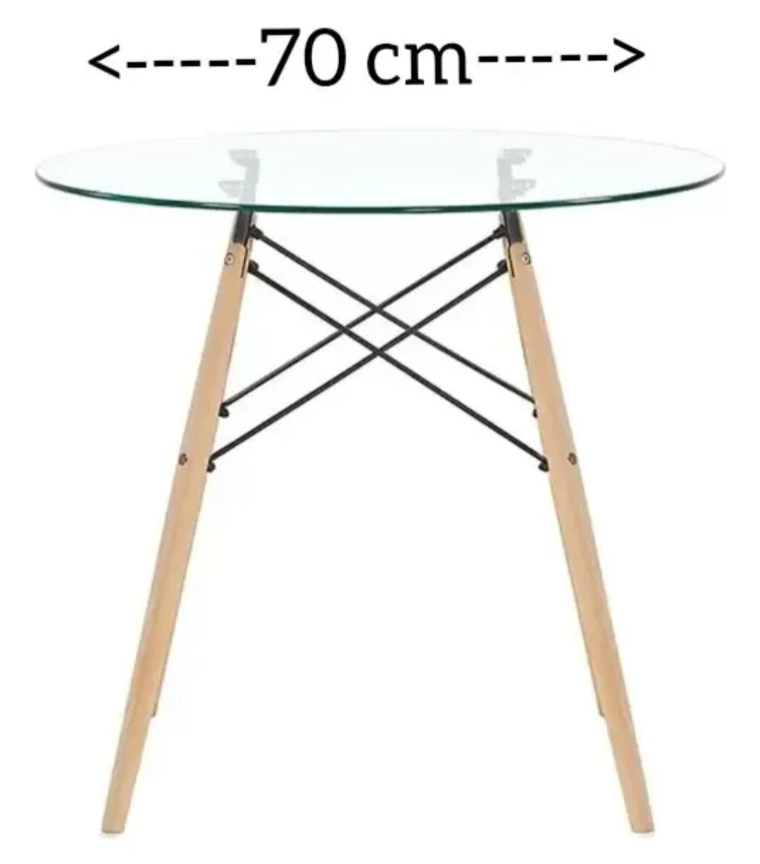 Mesa Eames 70 cm Diámetro Vidrio Templado