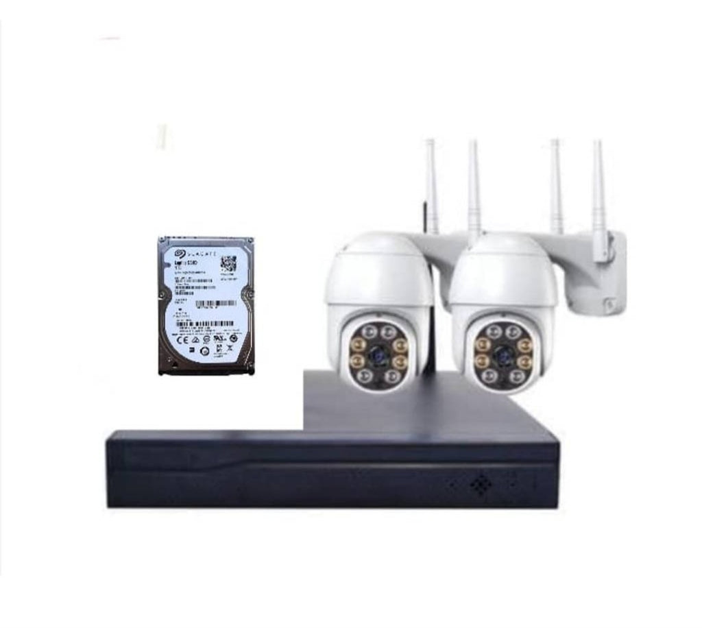 Kit 2 Cámaras Inalambricas Profesional Ip Audio 355º Con Disco Duro 1 Terabyte