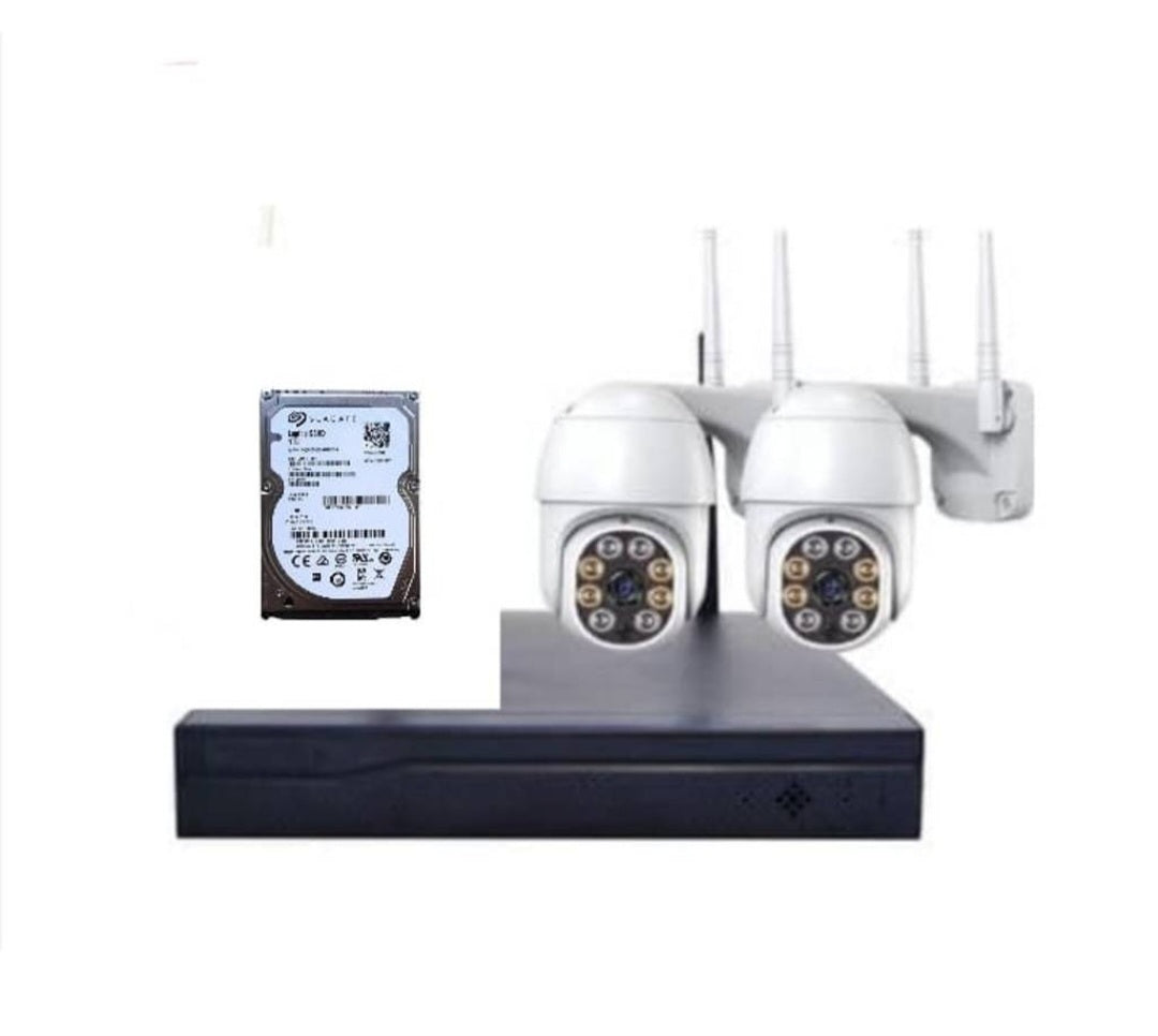 Kit 2 Cámaras Inalambricas Profesional Ip Audio 355º Con Disco Duro 1 Terabyte