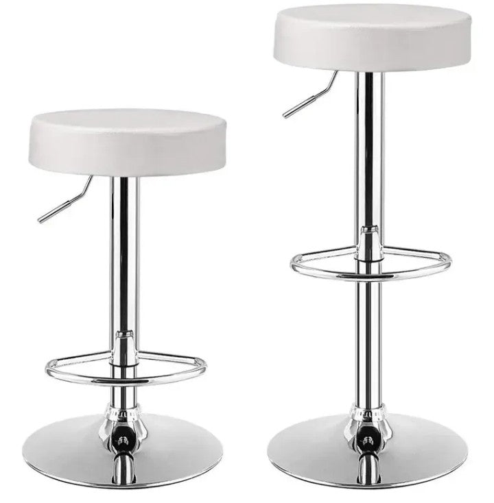 Pack 2 Taburetes Piso Bar Altura Regulable Acolchado Blanco