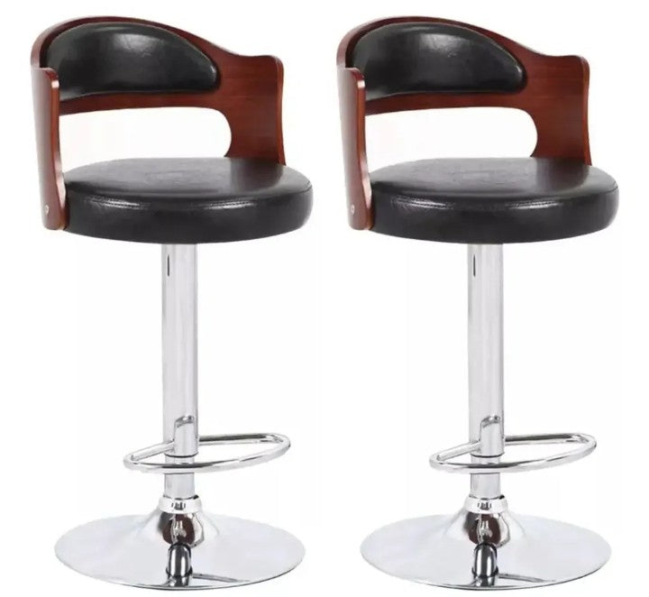 Pack 2 Sillas Bar  De Luxe Madera con Respaldo Boscco  Negro/Plateado