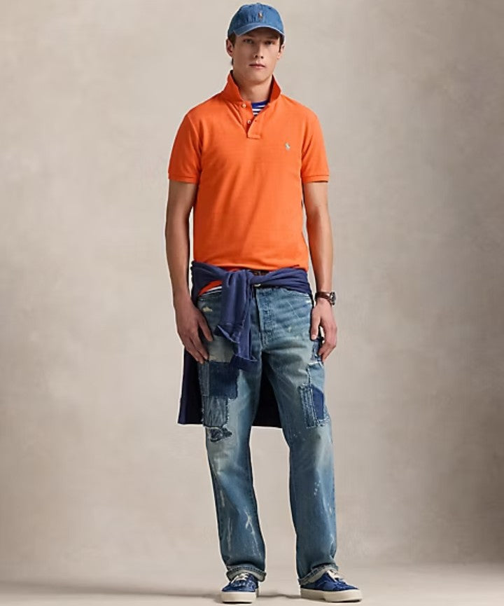 Polera Polo Ralph Lauren Custom Slim Fit Piqué Talla M Orange