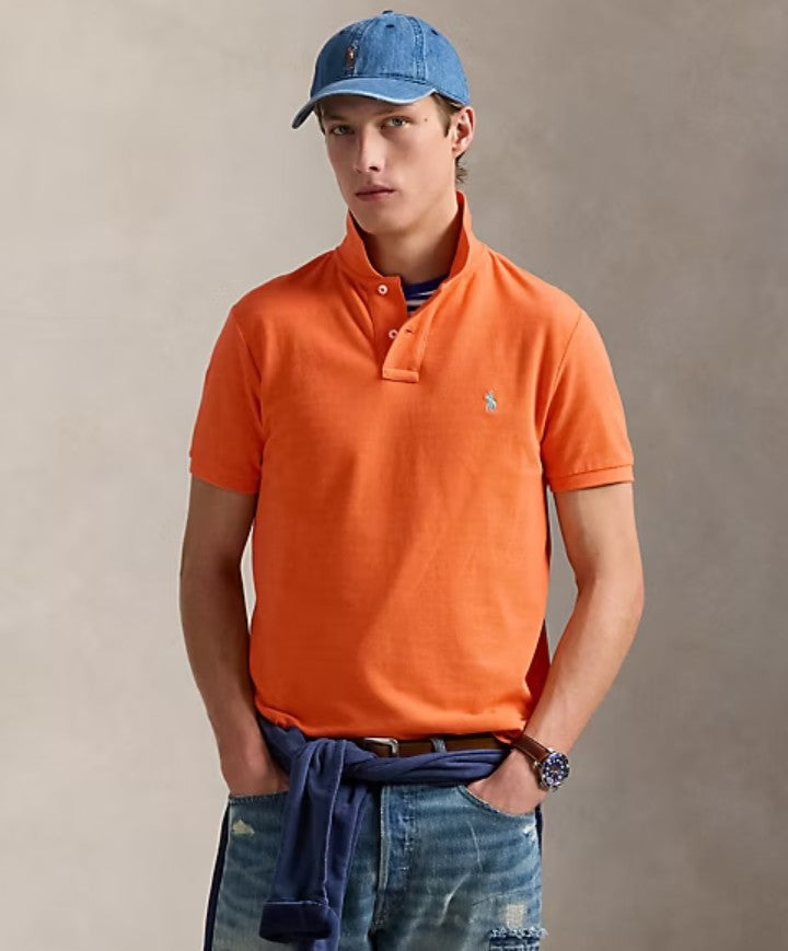 Polera Polo Ralph Lauren Custom Slim Fit Piqué Talla M Orange