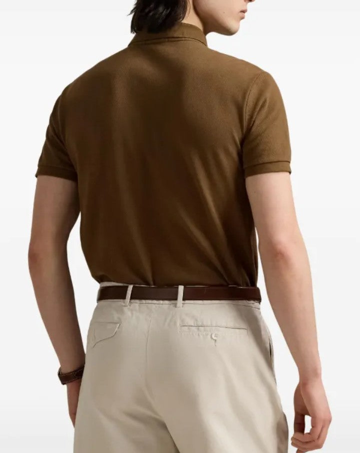 Polera Polo Ralph Lauren Custom Slim Fit Piqué Talla L Brown