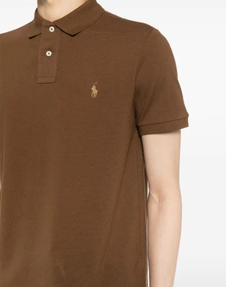 Polera Polo Ralph Lauren Custom Slim Fit Piqué Talla L Brown