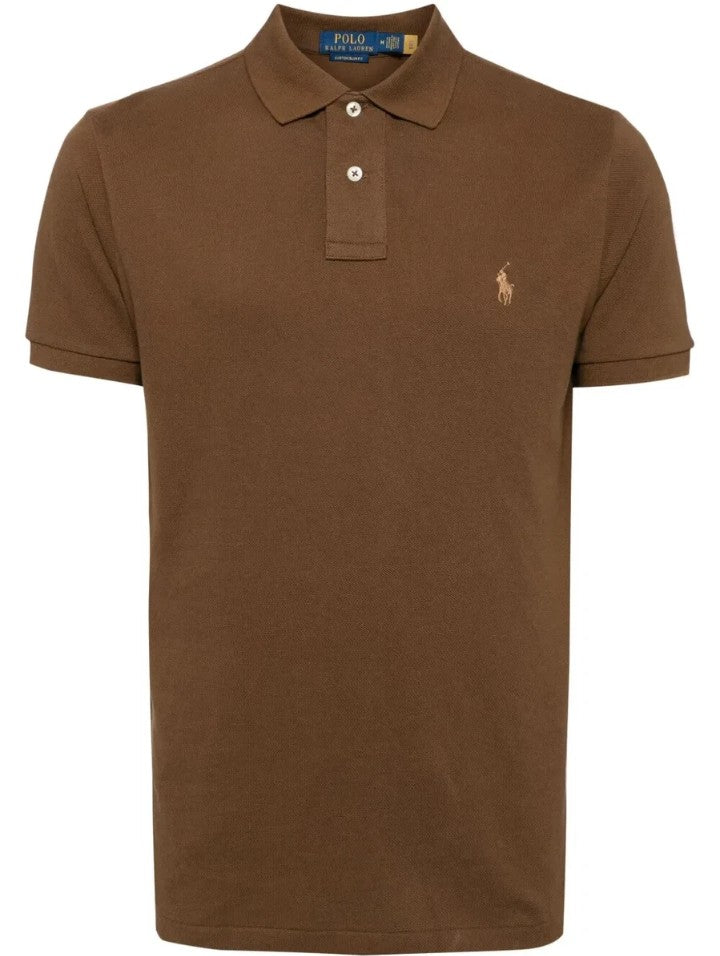 Polera Polo Ralph Lauren Custom Slim Fit Piqué Talla L Brown