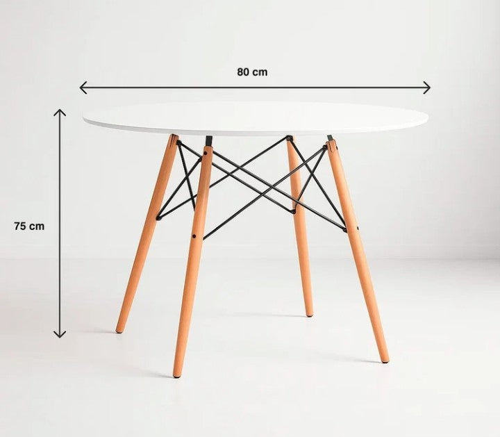 Mesa Eames 80 cm Diámetro MDF Color Blanco