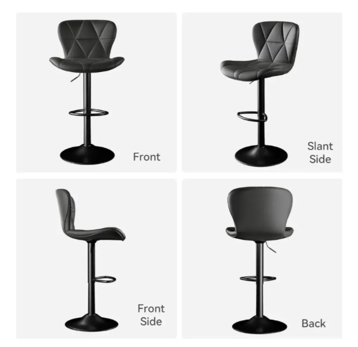 Pack 2 Sillas Bar Taburete PU Stanford Negro/Negro