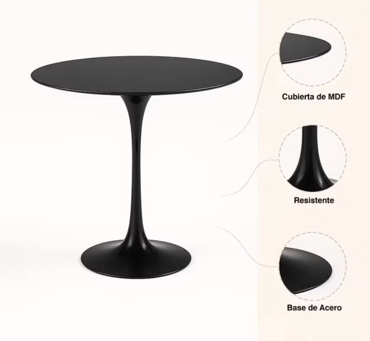 Mesa Tulip 80 cm Diámetro Color Negro